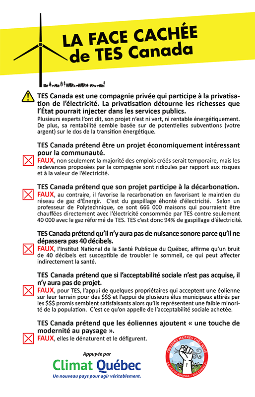 Dépliant, La face cachée de TES Canada